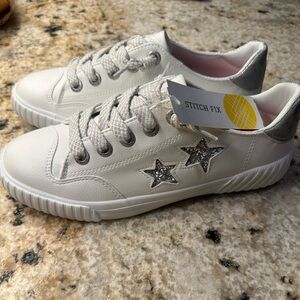 Blowfish White and Silver Star Sneakers Casual Low-Top